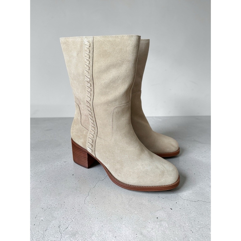 Vince Camuto Zelcinna Mid Shaft Tortilla Suede Boots Size 9.5 Wide NWOB Display